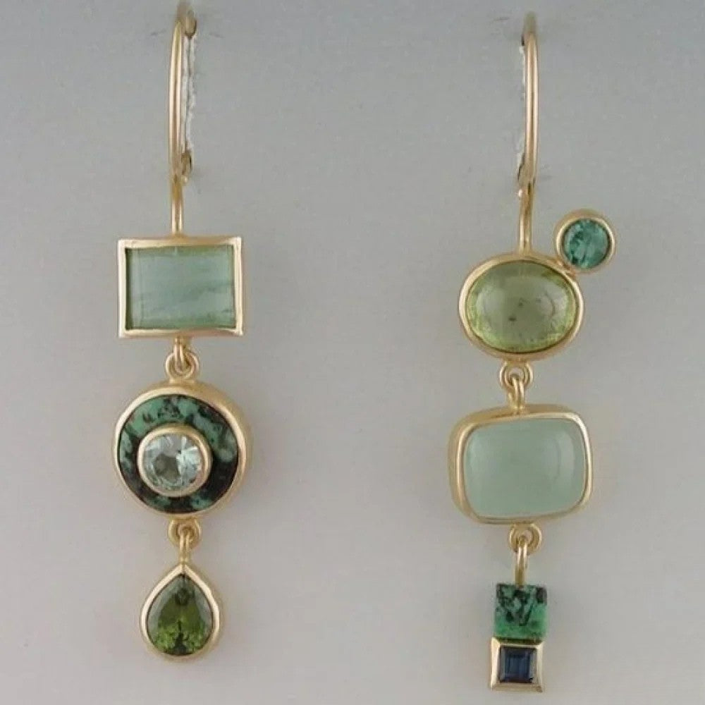 Retro Green Drop Earrings