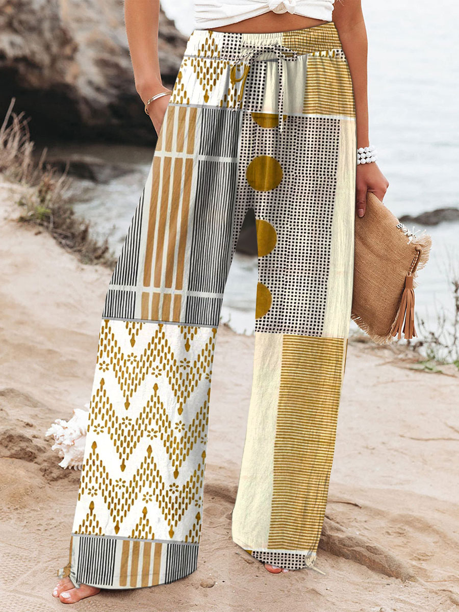 Clara | Geometric Patchwork Print Pants