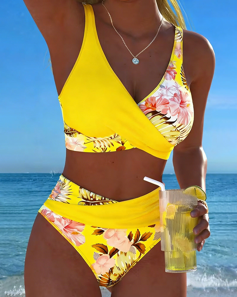 Becky | Floral Contrast Cut-Out Bikini