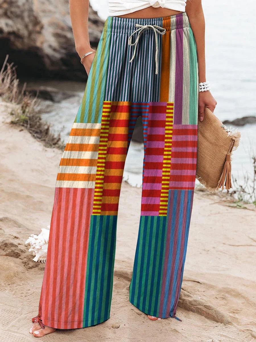 Clara | Colorful Stripes Patchwork Pants