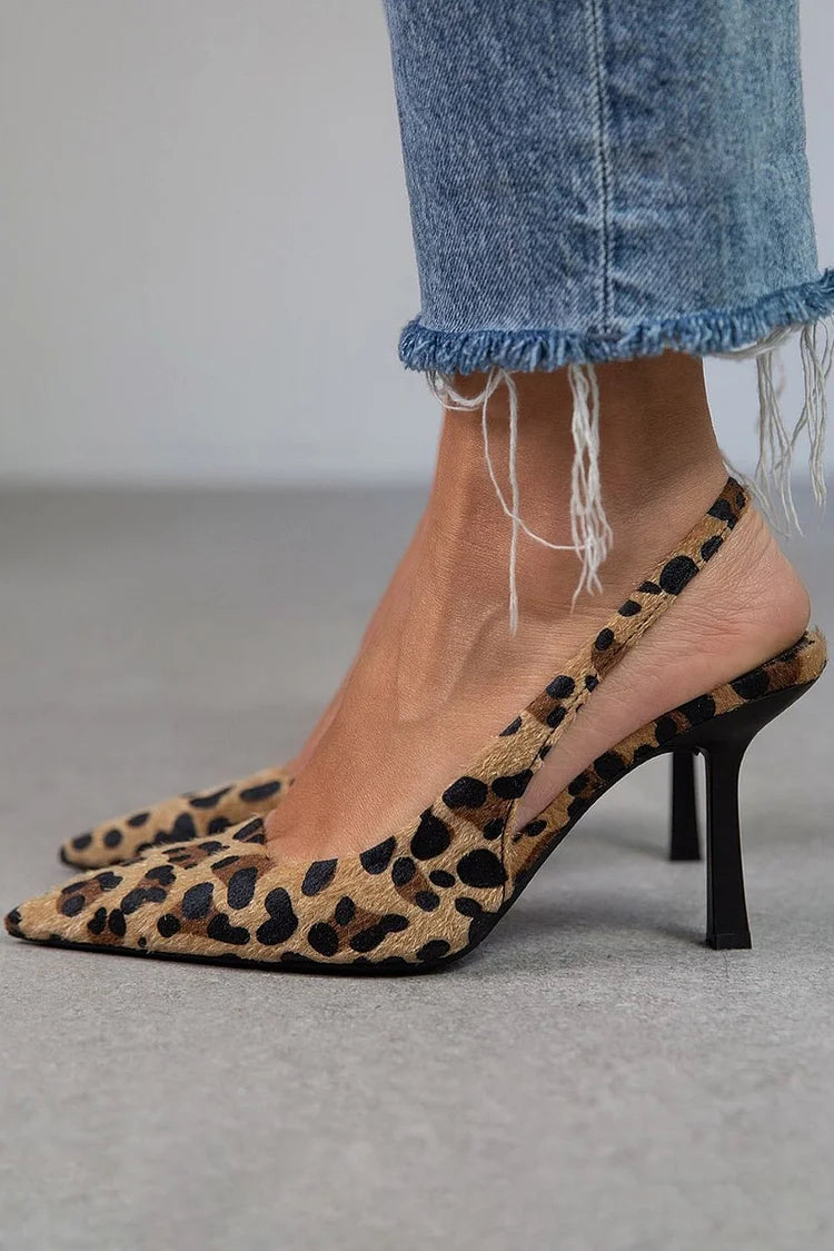 LEOPARD SLINGBACK HEELS
