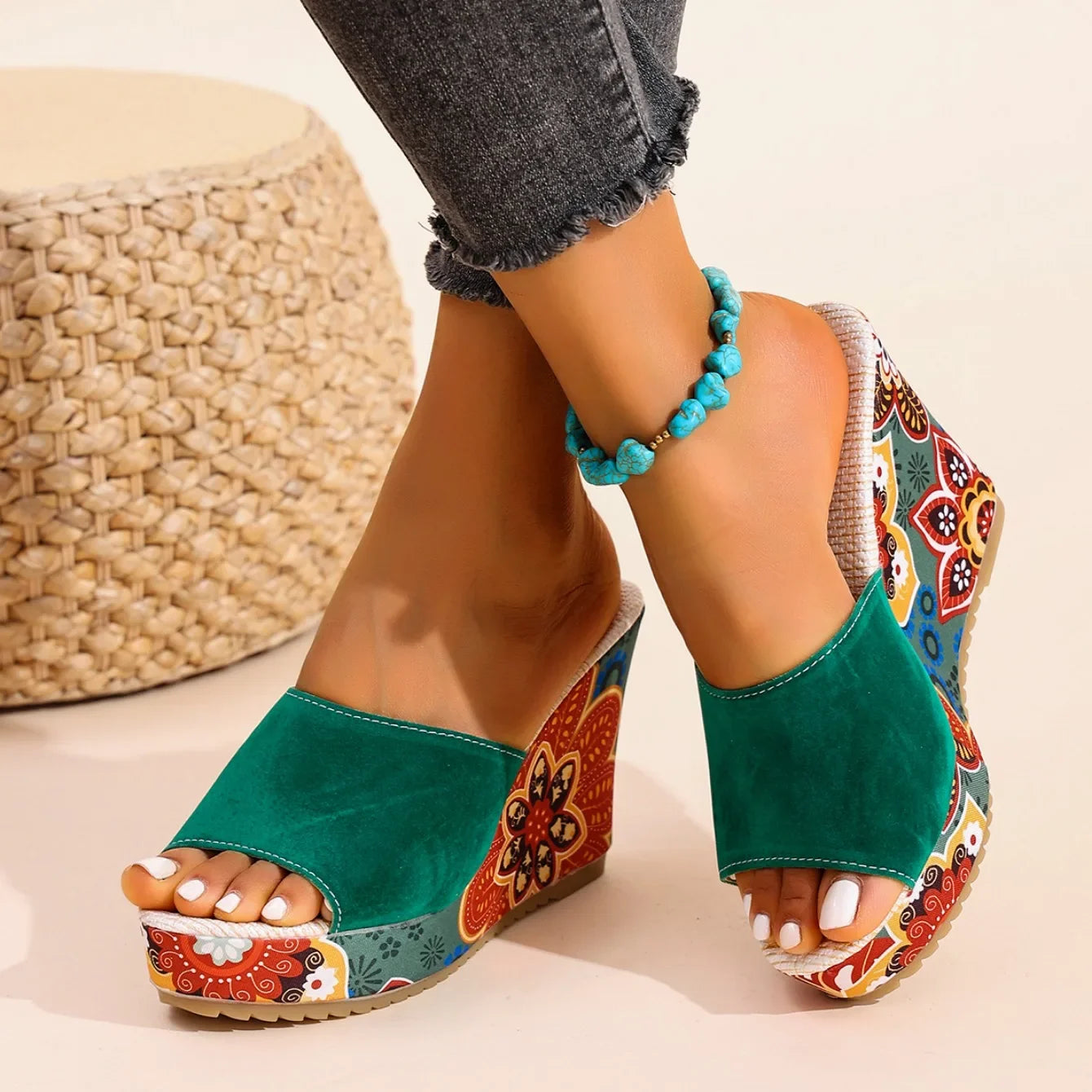 Boheme Velvet Wedge Sandal