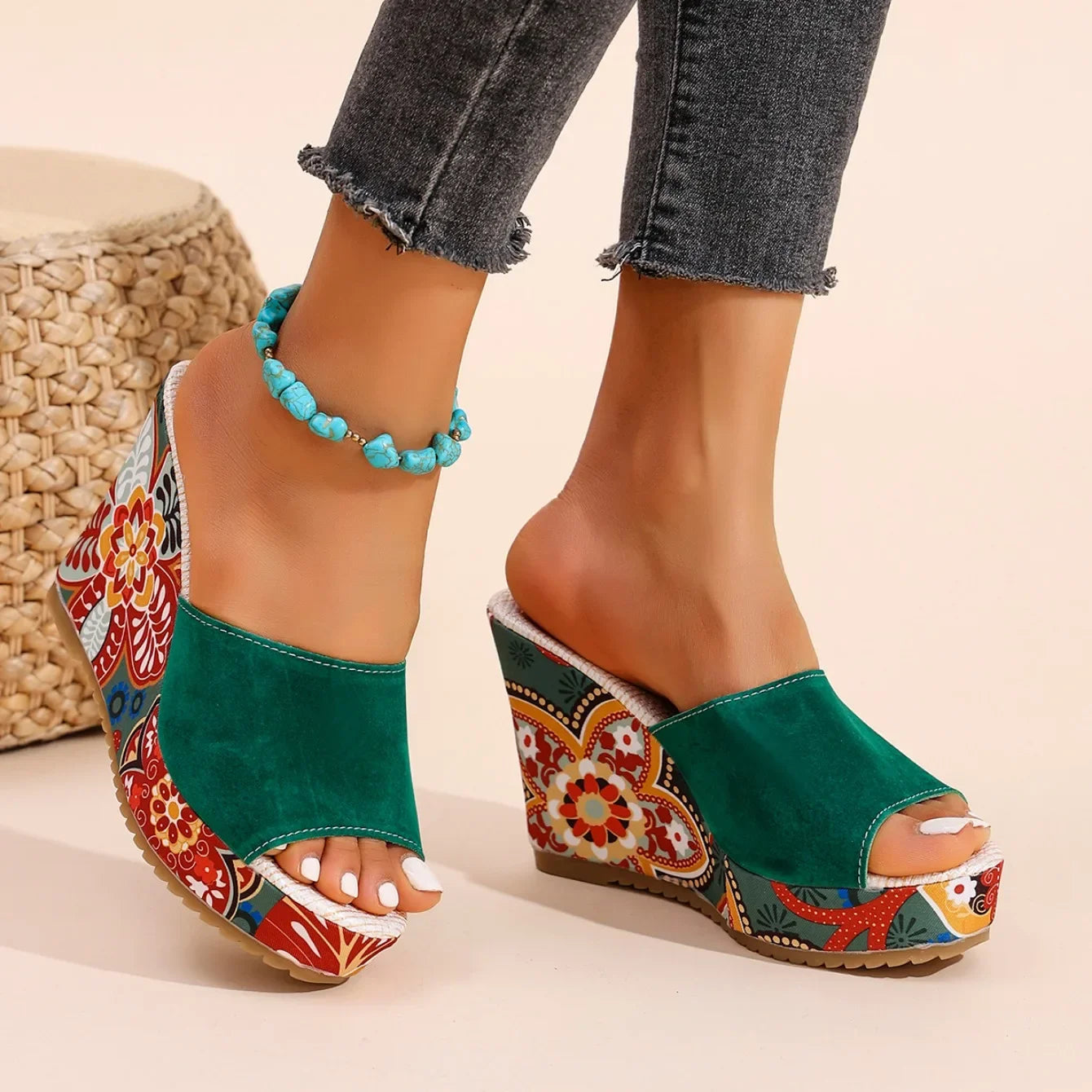 Boheme Velvet Wedge Sandal