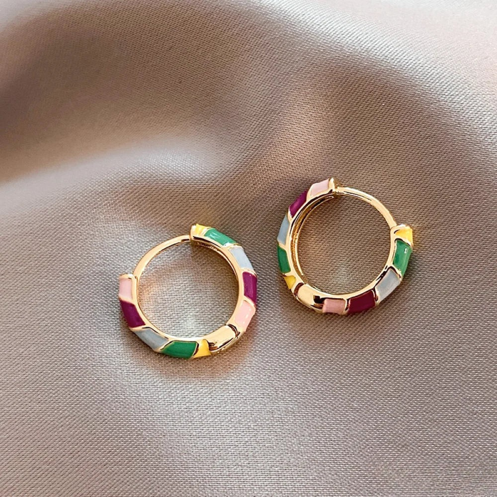 Colorful Enamel Gold Earrings