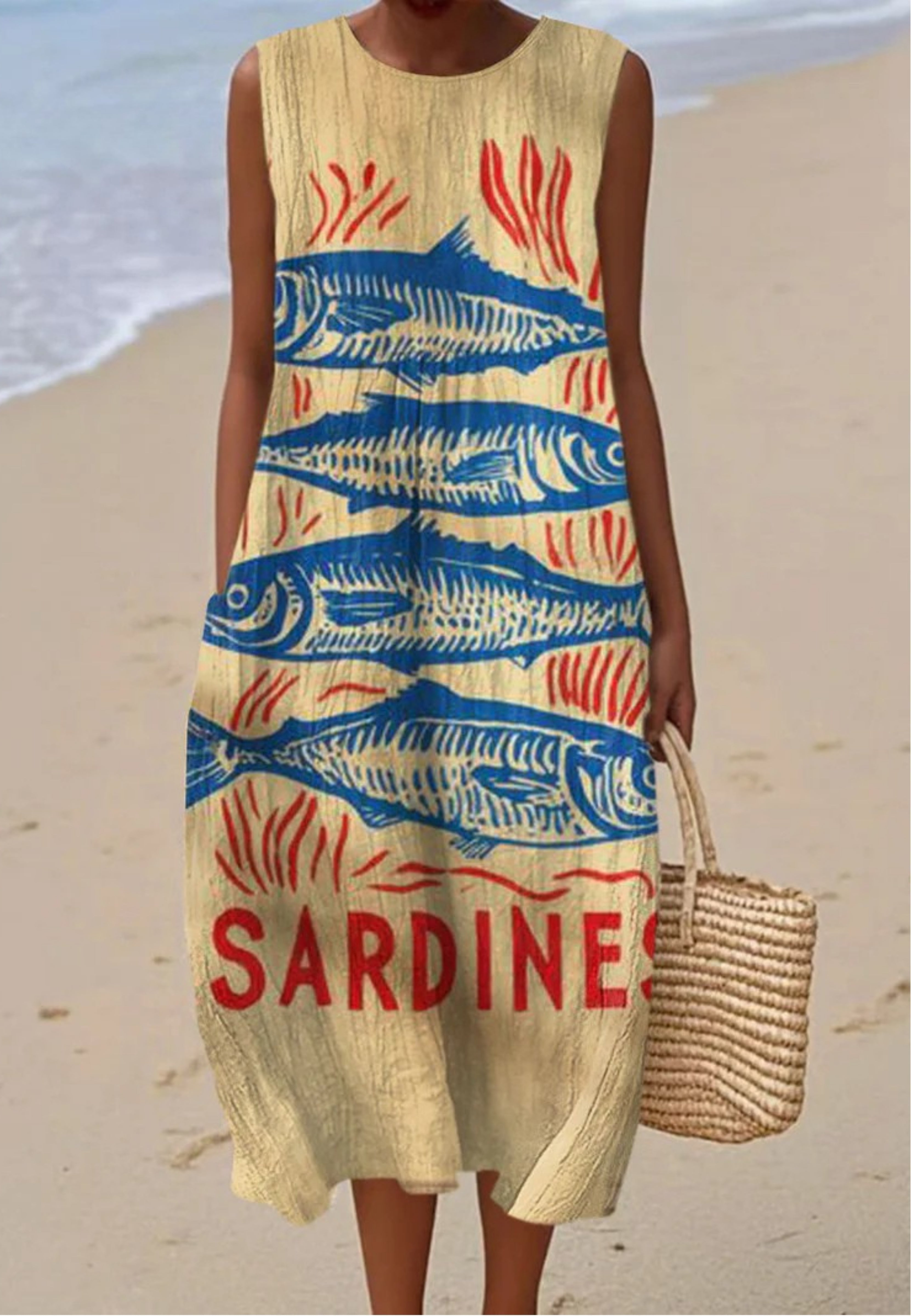 DIANA | DRESS WITH VINTAGE FISH ART PRINT