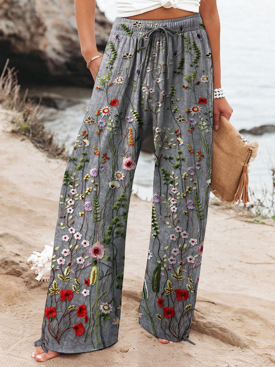 Lena | Floral Embroidered Pants