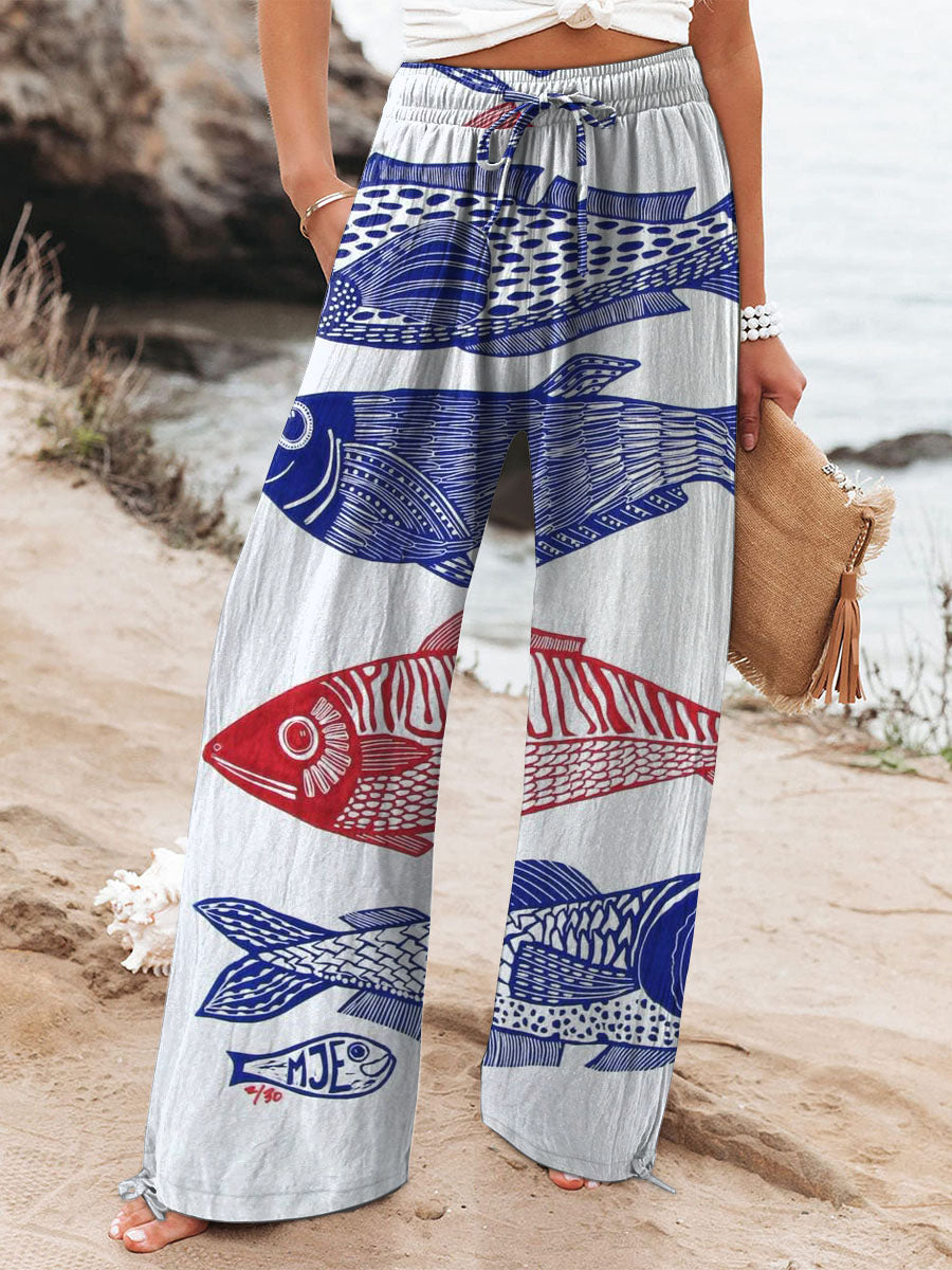 Tessa | Artistic Fish Print Pants