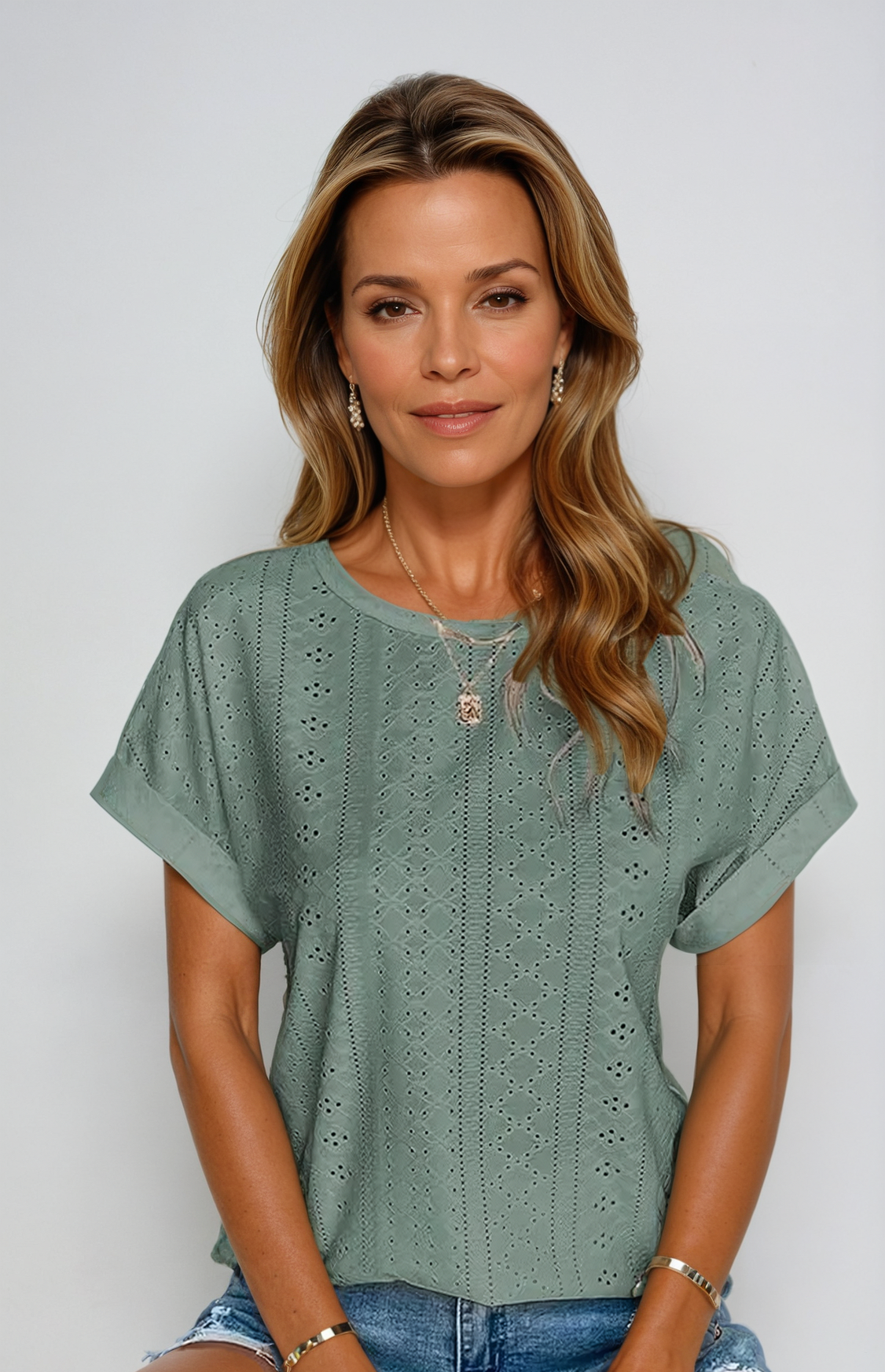 Sarah™ | Chic Eyelet Blouse