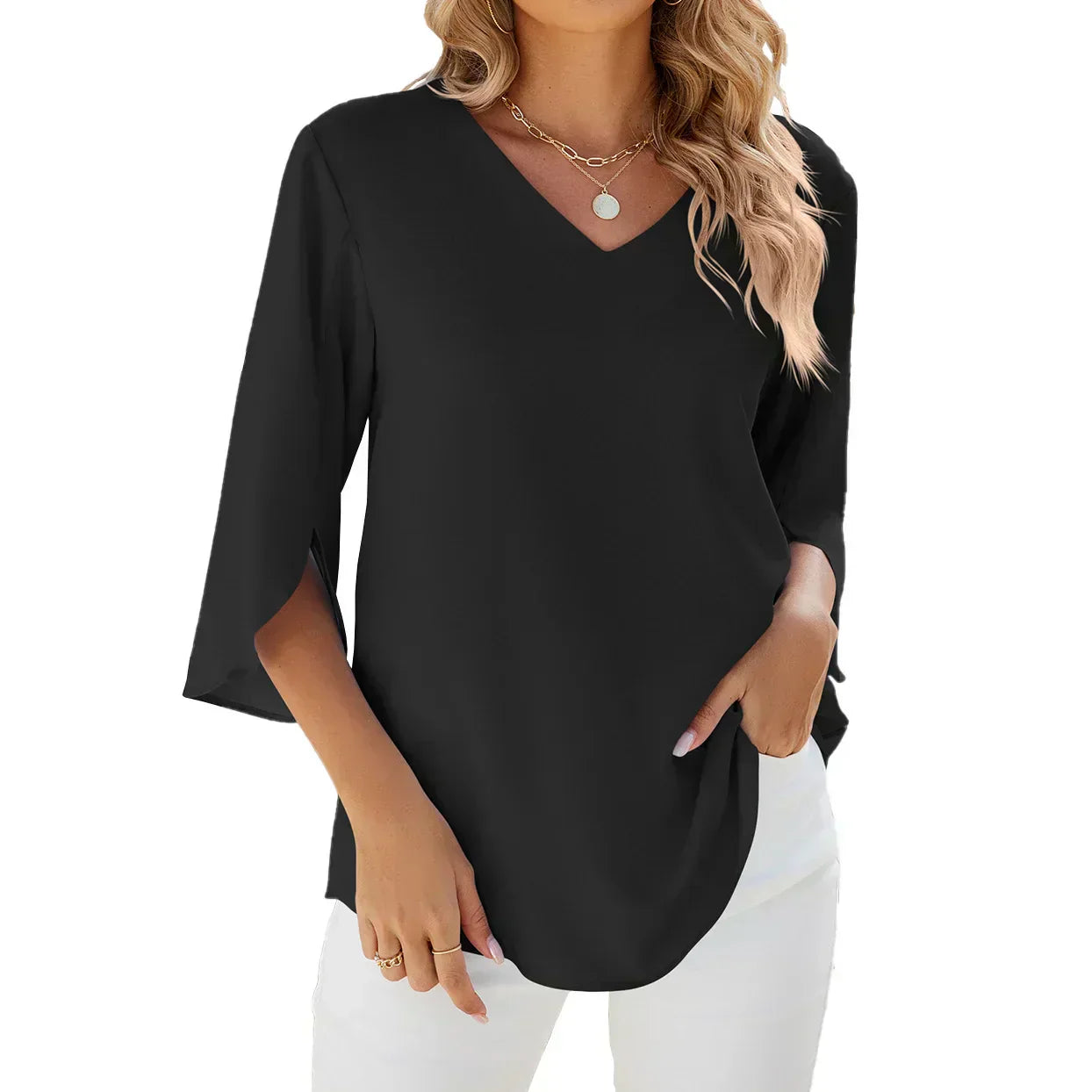 Belinda™ | Elegant V-Neck Blouse